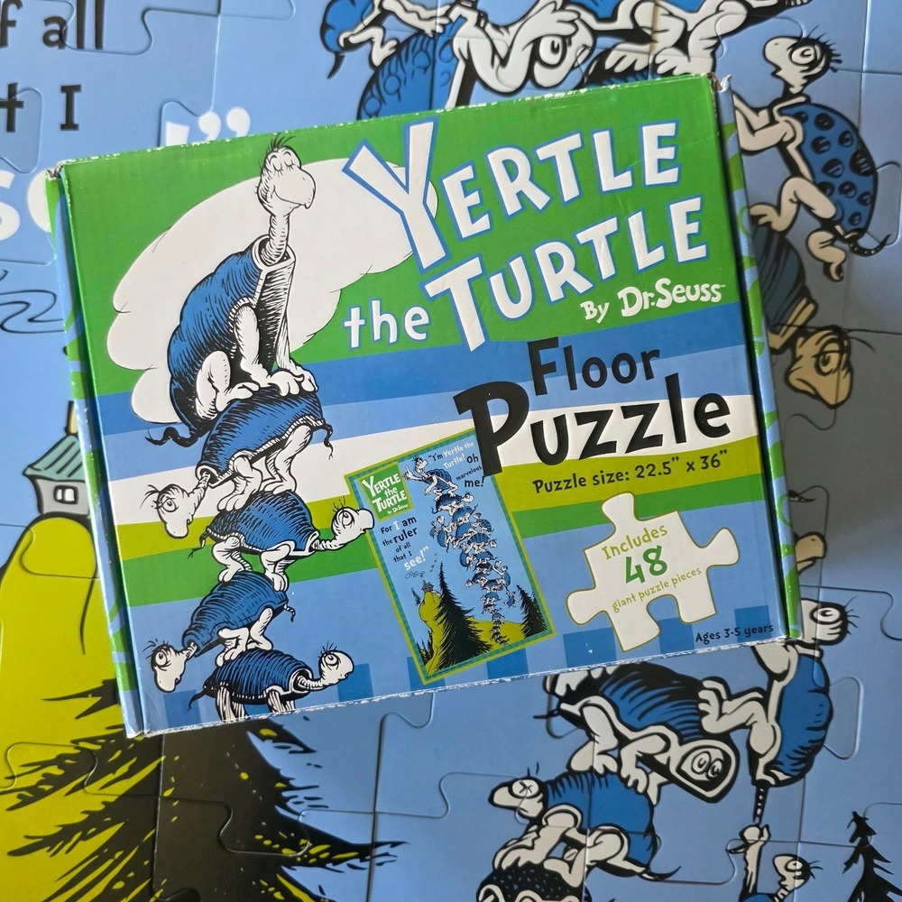 Dr. Seuss Yertle the Turtle Floor Puzzle 48 Giant Pieces 22.5x36 Kids 2008 Blue